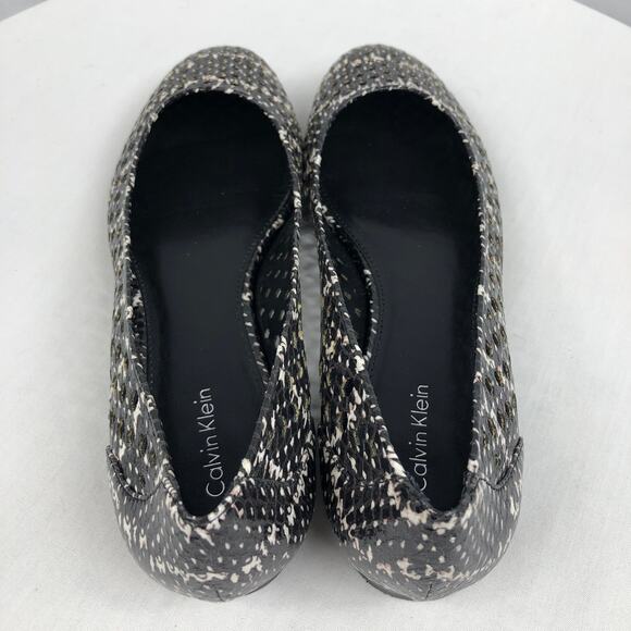 Calvin Klein Saphire Speckled Snake Sz 9M Cream/Black Laser Cut BalletFlat Shoes - Picture 5 of 12